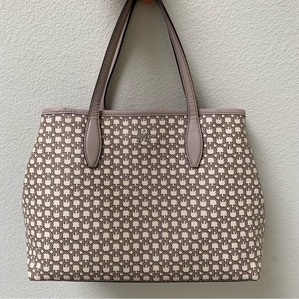 Kate Spade Beige and Brown Spade Link mini Tote